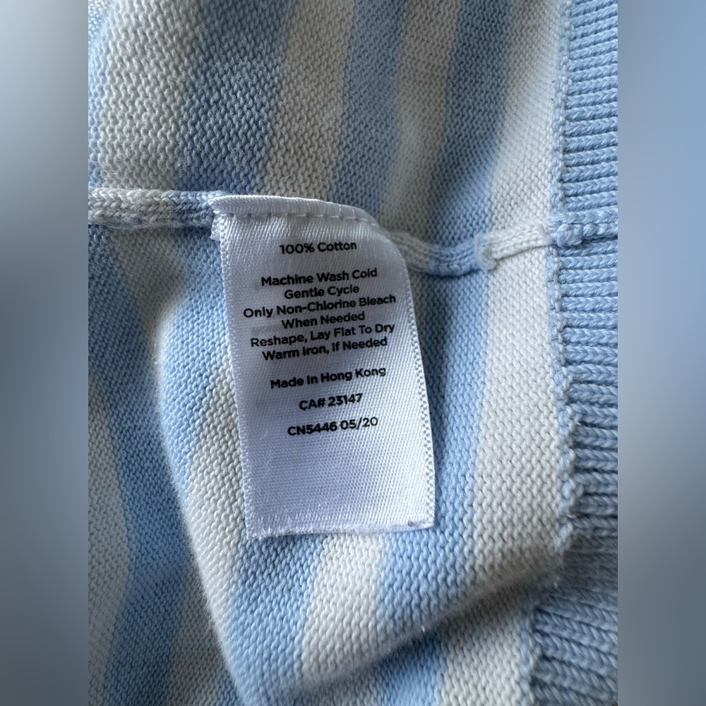Talbot’s Blue White Striped Long Sleeve V Neck Cotton Spring Casual Sweater - Picture 5 of 5